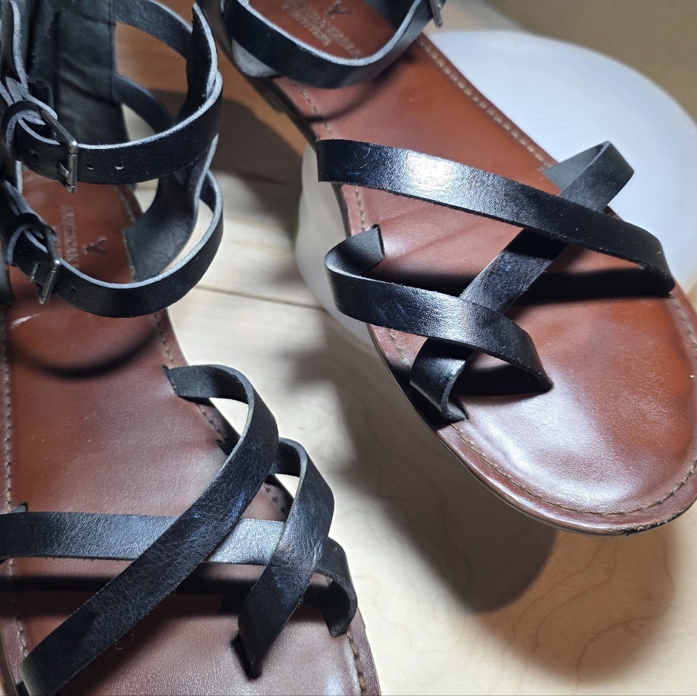 American Eagle Outfitters Black Strappy Gladiator Sandals - Picture 2 of 7